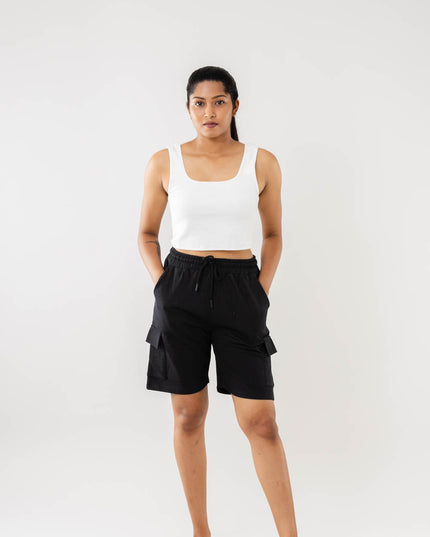 Women Cargo Bermudas Shorts - Black