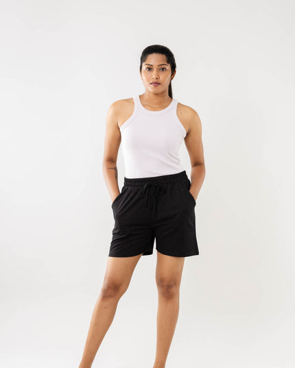 Women Cargo Bermudas Shorts - Black Dot Print