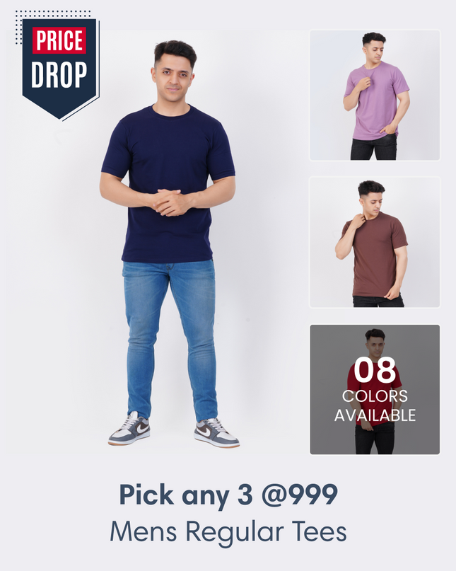 Pick Any 3 Mens Regular Tees Combo